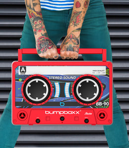 Bumpboxx Remixx Retro Bluetooth Boombox - Portable Cassette-Style Speaker With Wireless Mic, TWS, 12-Hour Battery